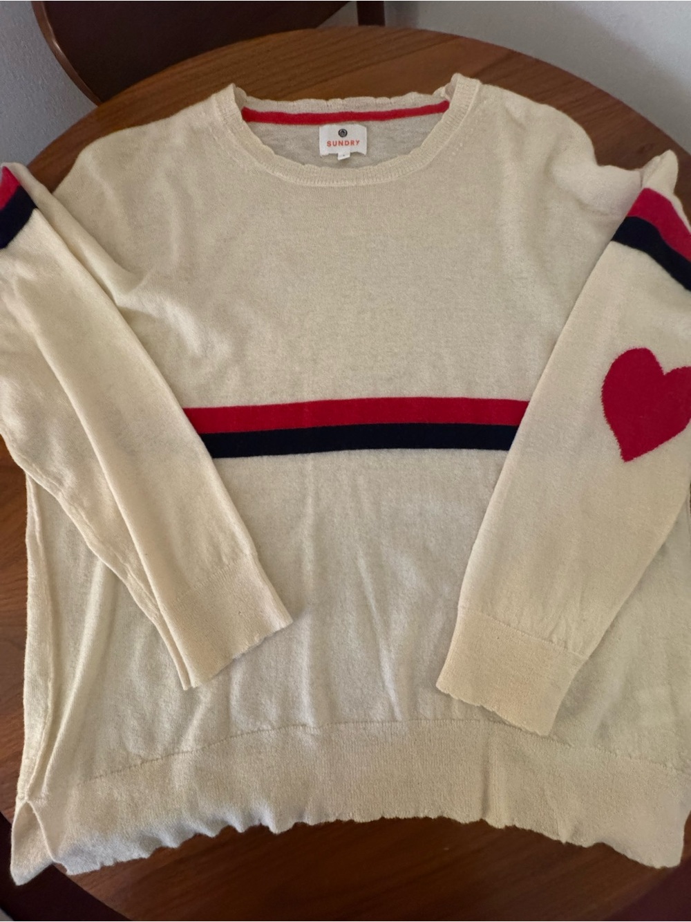 Sundry Cream Cashmere and Wool Blend Crewneck Sweater